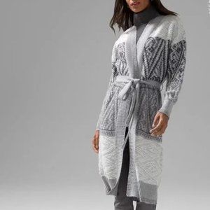 NWT WHBM GRAY FAIR ISLE SEQUIN COVER UP CARDIGAN SWEATER COAT S M L ❄❄❄